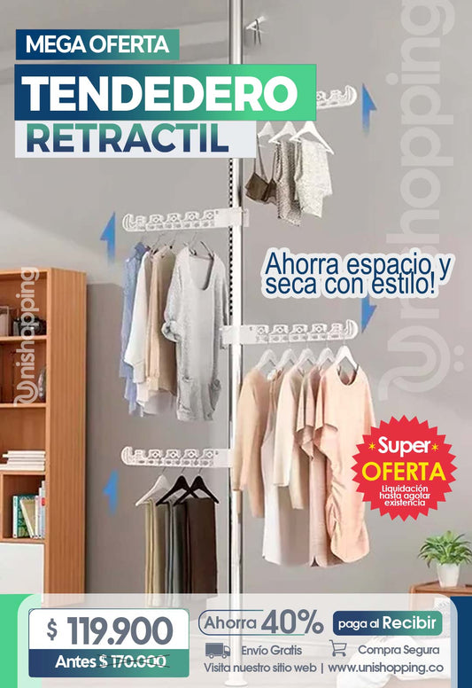 🔥 Tendedero Retráctil PRO 360 – Ahorra espacio y seca con estilo! 🏠✨