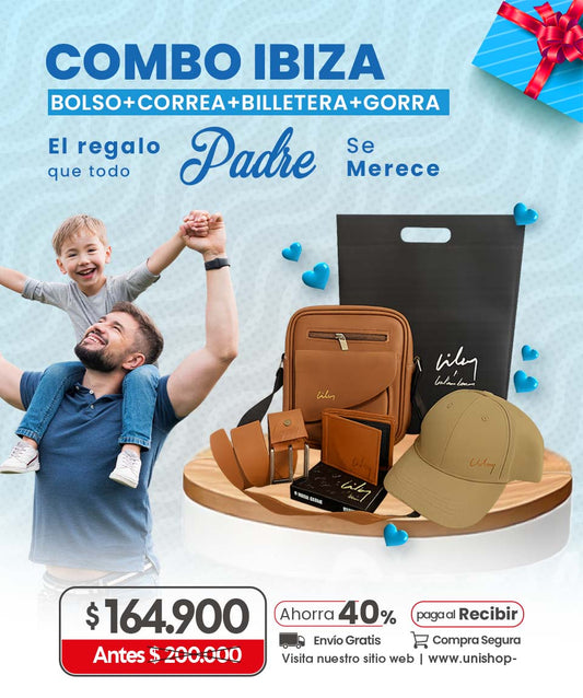 Combo Ibiza (Correa+Billetera+Bolso+Gorra)