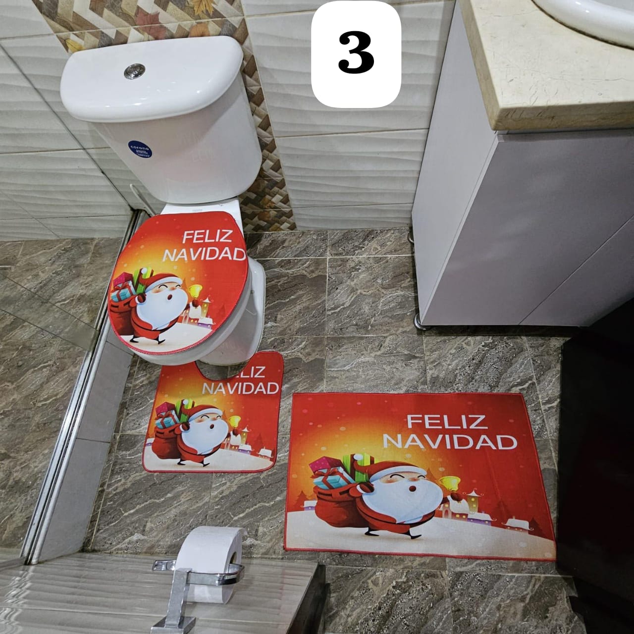 Set Tapetes Navideños Baño