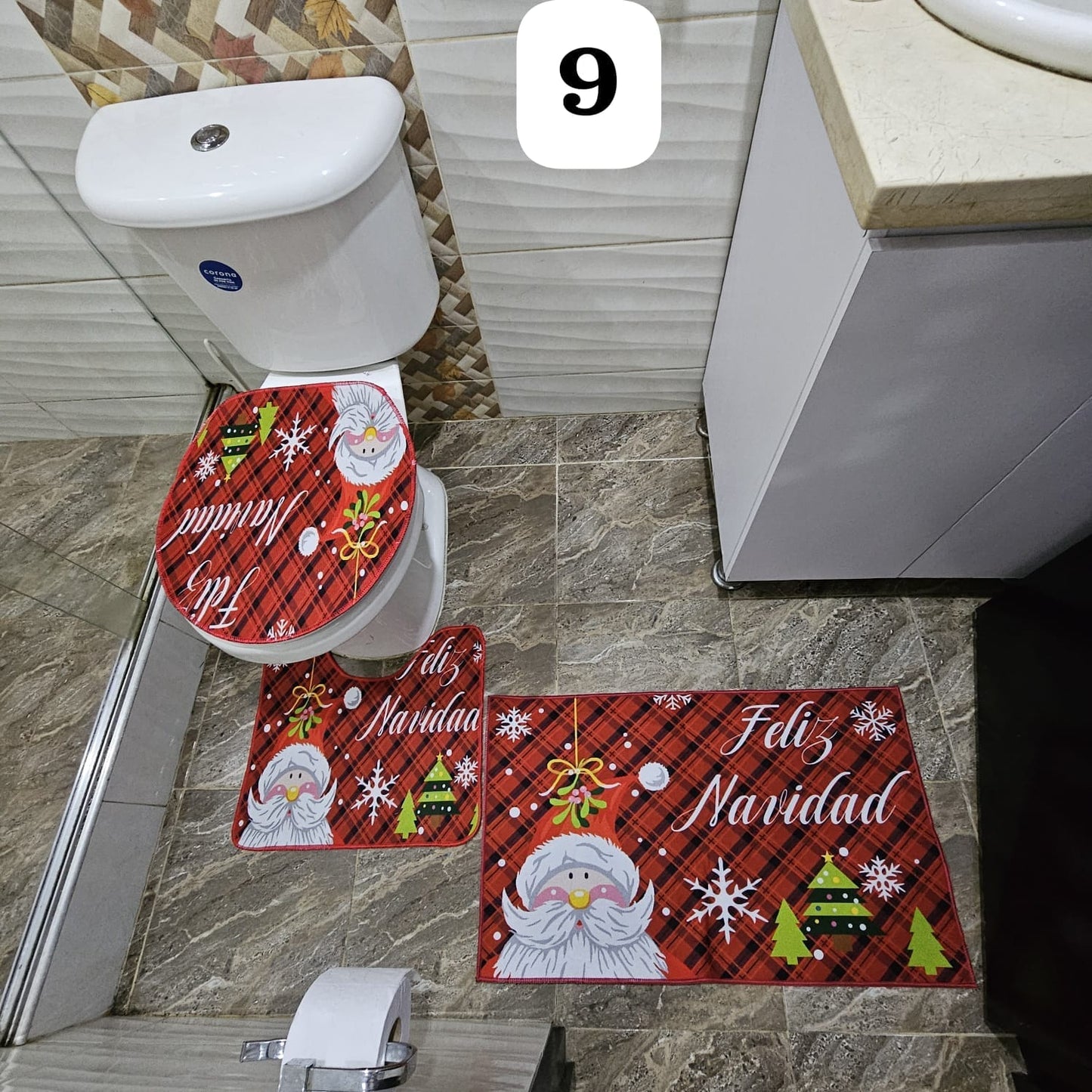 Set Tapetes Navideños Baño