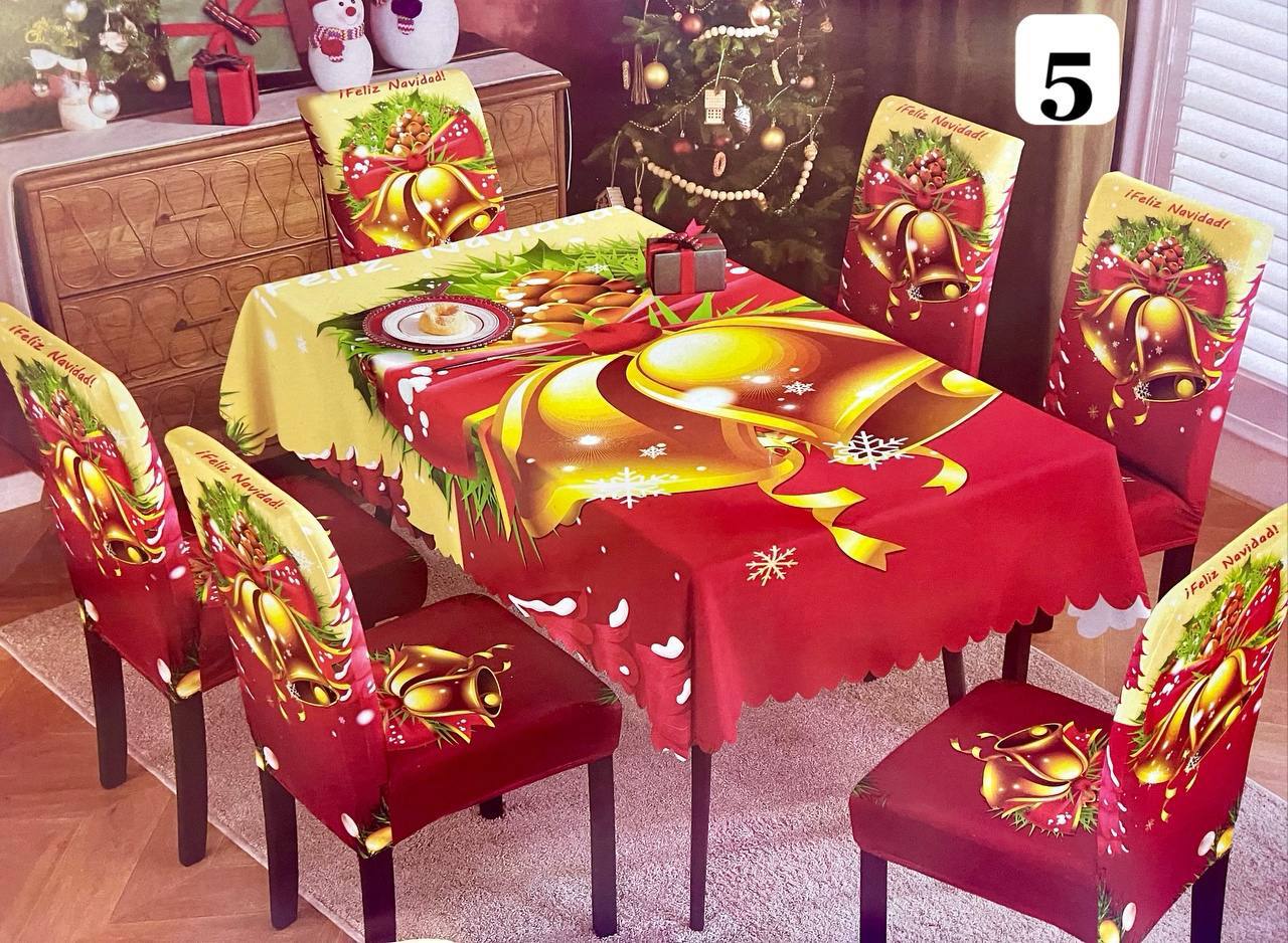 Set de 7 piezas (6 Fundas + 1 Mantel) Navideños