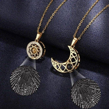Amor Infinito 💞: Collares Sol 🌞 y Luna 🌙 "Te Amo" en 100 Idiomas ✨
