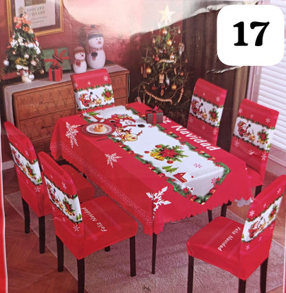 Set de 7 piezas (6 Fundas + 1 Mantel) Navideños