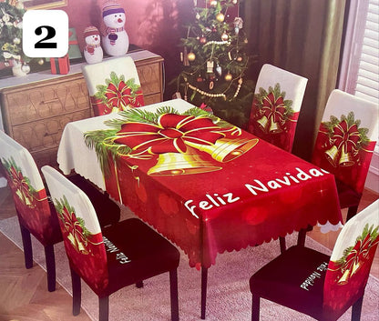 Set de 7 piezas (6 Fundas + 1 Mantel) Navideños