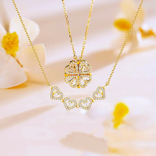 🍀✨Collar trebol y corazones✨ 💖