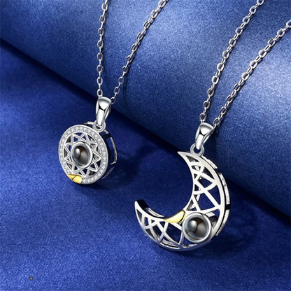 Amor Infinito 💞: Collares Sol 🌞 y Luna 🌙 "Te Amo" en 100 Idiomas ✨