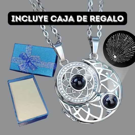 Amor Infinito 💞: Collares Sol 🌞 y Luna 🌙 "Te Amo" en 100 Idiomas ✨